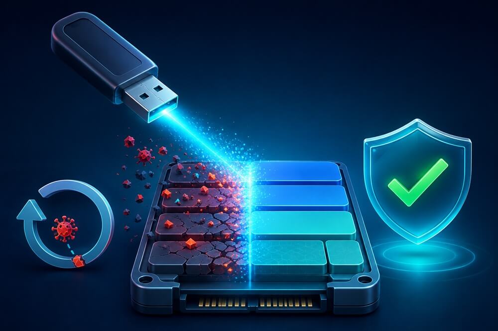 Czysta instalacja usuwa malware z dysku