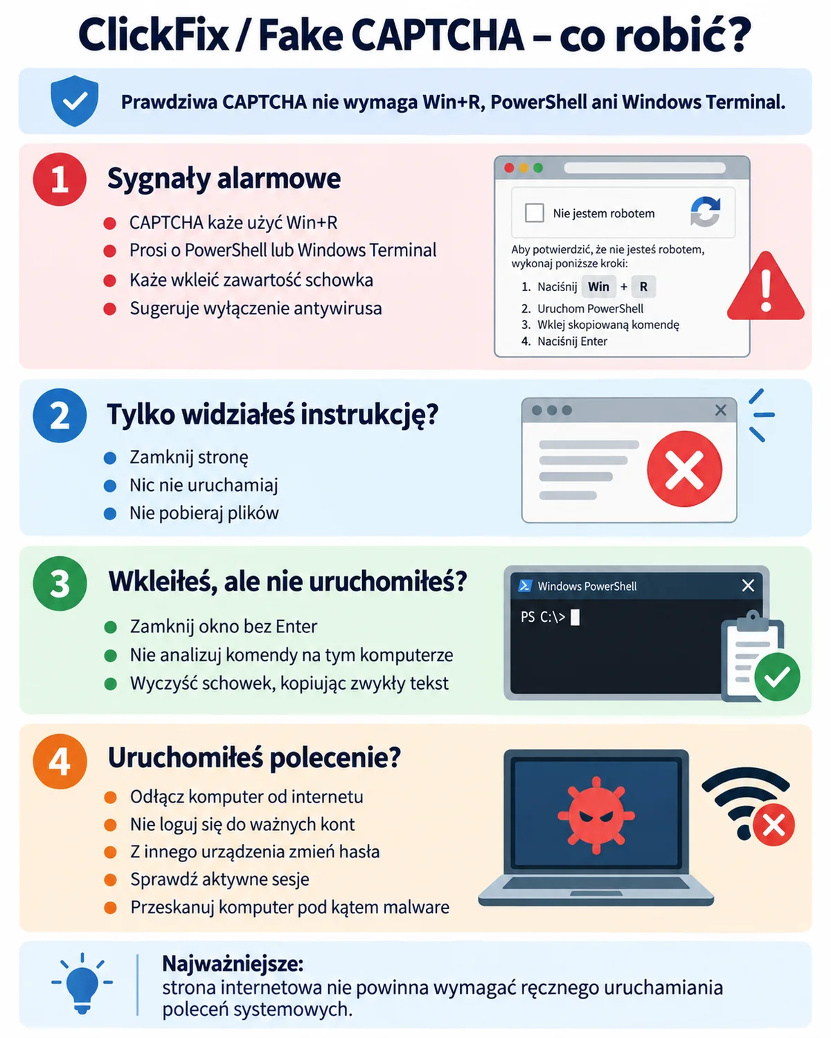 ClickFix Fake CAPTCHA – co zrobić po wyświetleniu lub uruchomieniu polecenia