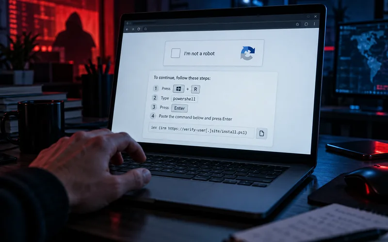 ClickFix – fałszywa CAPTCHA z instrukcją Win+R i PowerShell