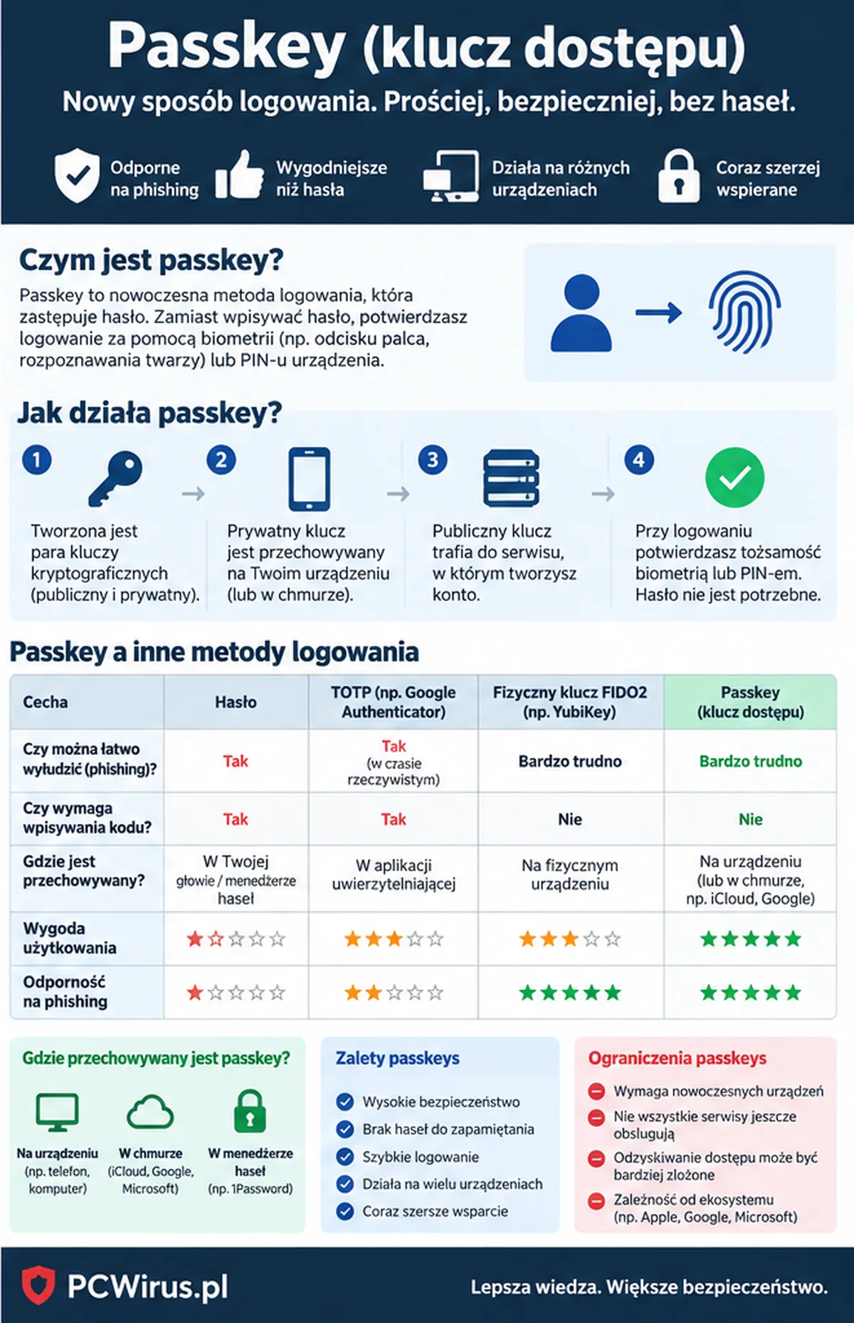 Passkey a hasło, TOTP i klucz FIDO2 – porównanie metod logowania